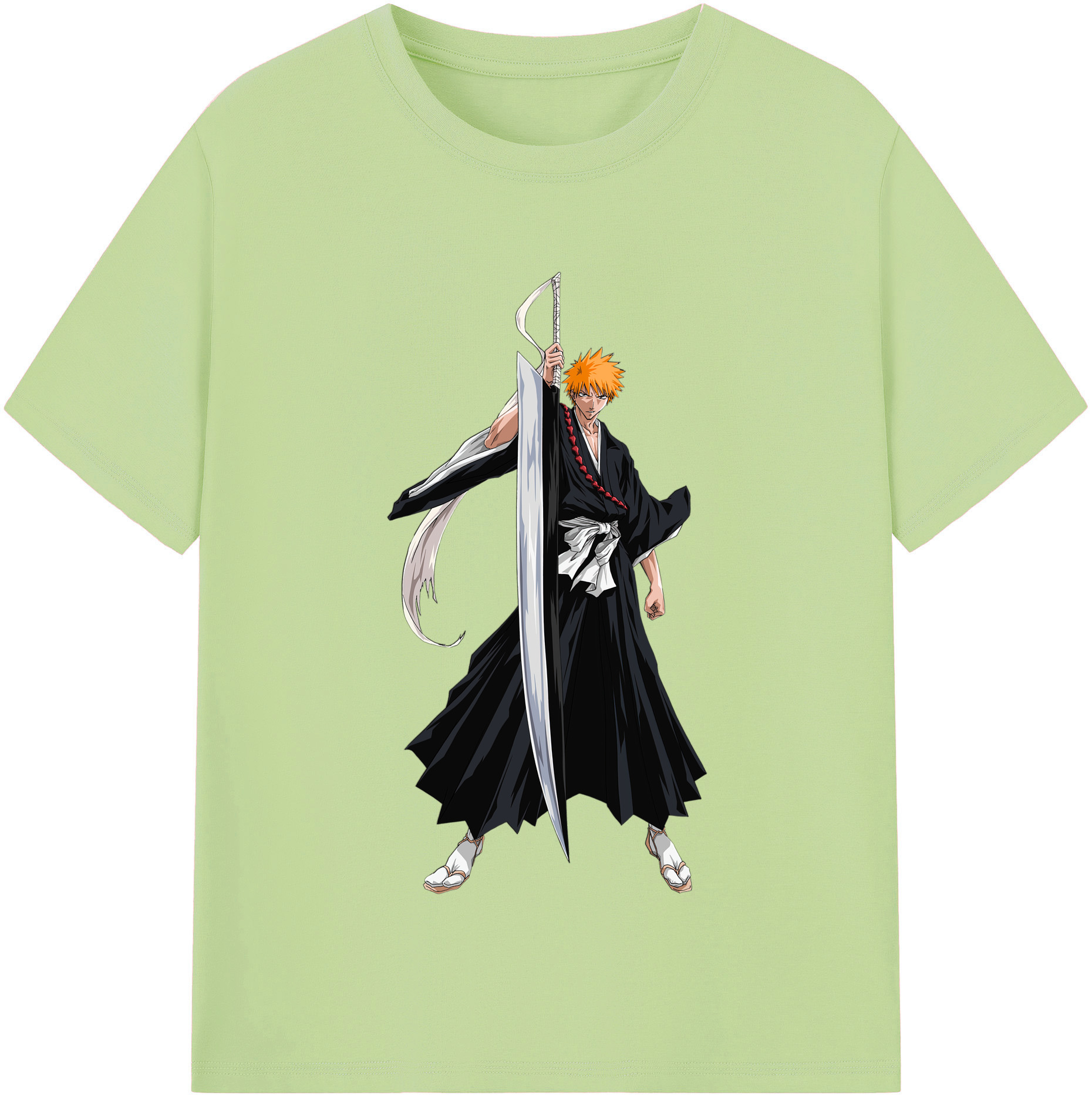（画像用） ブリーチ 黒崎一護（くろさき いちご）BLEACH Kurosaki Ichigo 綿100％半袖Tシャツ（フロントプリント）